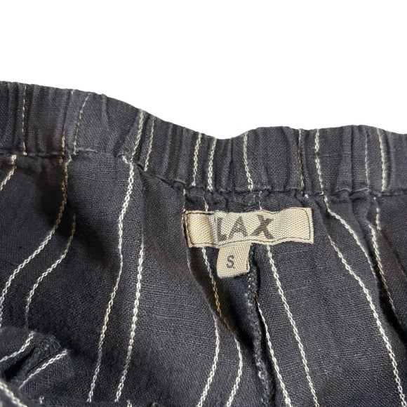 Flax Women's Size Small Black White Striped Linen Pull On  Pants - Picture 3 of 6